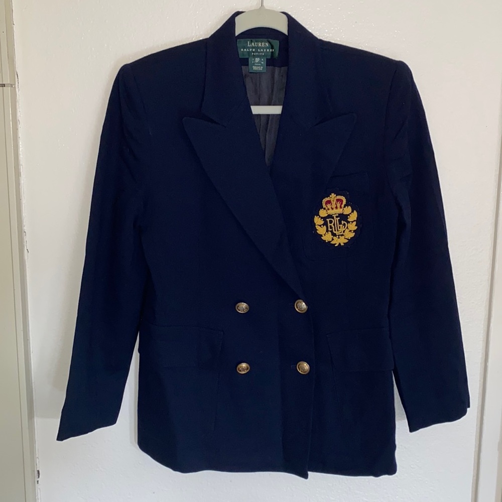 Vintage Ralph Lauren wool crested double breasted blazer
